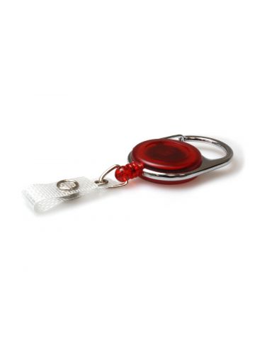 Digital ID Red Translucent Carabiner Card Reels with 19mm Recess and Reinforced Straps - Pack of 50