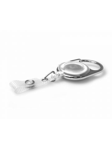 Digital ID White Carabiner ID Badge Reels with Strap Clip (Pack of 50)