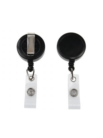 Digital ID Black ID Badge Reels with Strap Clip (Pack of 50)