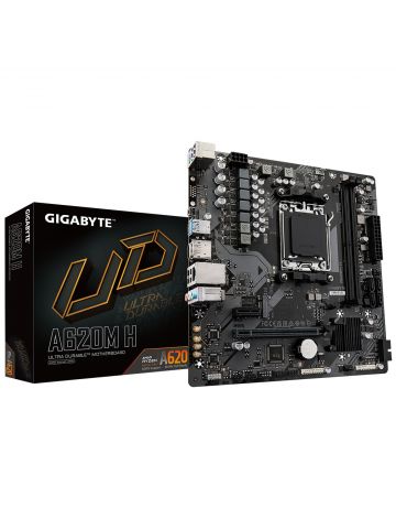 Gigabyte A620M H Motherboard - Supports AMD Ryzen 8000 CPUs, 5+2+2 Phases Digital VRM, up to 7200MHz DDR5 (OC), 1xPCIe 4.0 M.2, GbE LAN, USB 3.2 Gen 1