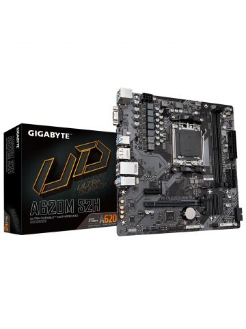 Gigabyte A620M S2H Motherboard - Supports AMD Ryzen 8000 CPUs, 5+2+2 Phases Digital VRM, up to 7200MHz DDR5 (OC), 1xPCIe 4.0 M.2, GbE LAN, USB 3.2 Gen 1