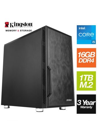 TARGET Intel i5 12400 6 Core 12 Thread 2.50GHz (4.40GHz Boost), 16GB Kingston RAM, 1TB Kingston NVMe M.2, WiFi 6 + BT 5.2 - Antec VSK Chassis - Pre-Built PC