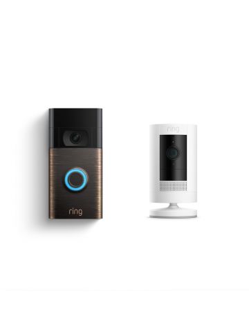 Ring B09ZC52S27 Video Doorbell (2nd Gen) + Outdoor Camera Black, Bronze