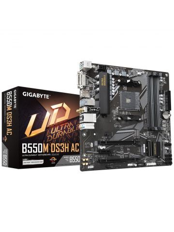 Gigabyte B550M DS3H AC Motherboard - Supports AMD Ryzen 5000 Series AM4 CPUs, 5+3 Phases Pure Digital VRM, up to 4733MHz DDR4 (OC), 2xPCIe 3.0 M.2, GbE LAN, USB 3.2 Gen1