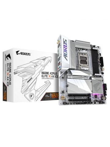 Gigabyte B650E AORUS ELITE X AX ICE Motherboard - Supports AMD Ryzen 8000 CPUs, 12+2+2 phases VRM, up to 8000MHz DDR5 (OC), 1xPCIe 5.0 M2 + 2xPCIe 4.0 M.2, Wi-Fi 6E, 2.5GbE LAN, USB 3.2 Gen 2