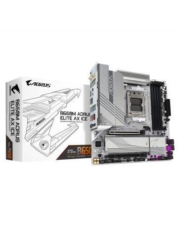 Gigabyte B650M AORUS ELITE AX ICE Motherboard - Supports AMD Ryzen 8000 CPUs, 12+2+2 Phases Digital VRM, up to 8000MHz DDR5 (OC), 1xPCIe 5.0 + 1xPCIe 4.0 M.2, Wi-Fi 6E, 2.5GbE LAN, USB 3.2 Gen 2