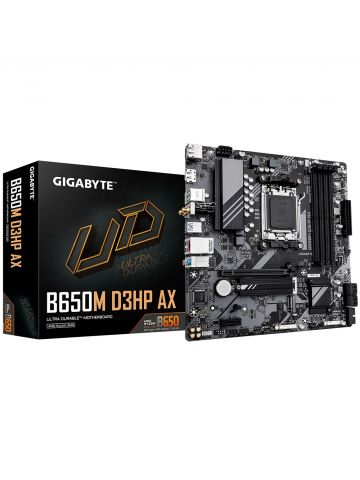 Gigabyte B650M D3HP AX Motherboard - Supports AMD AM5 CPUs, 5+2+2 Phases Digital VRM, up to 7600MHz DDR5 (OC), 2xPCIe 4.0 M.2, Wi-Fi 6E, 2.5GbE LAN, USB 3.2 Gen 1