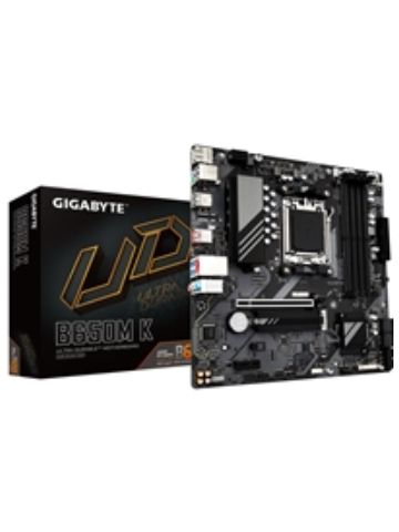 Gigabyte B650M K DDR5 Motherboard, AMD Socket AM5, Micro ATX, USB-C 10Gb/s, 1 PCIe 4.0 x16, 2 PCIe 4