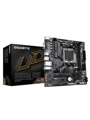 Gigabyte B650M S2H Motherboard - Supports AMD Ryzen 8000 CPUs, 5+2+2 Phases Digital VRM, up to 6400MHz DDR5, 1xPCIe 4.0 M.2, GbE LAN, USB 3.2 Gen 1