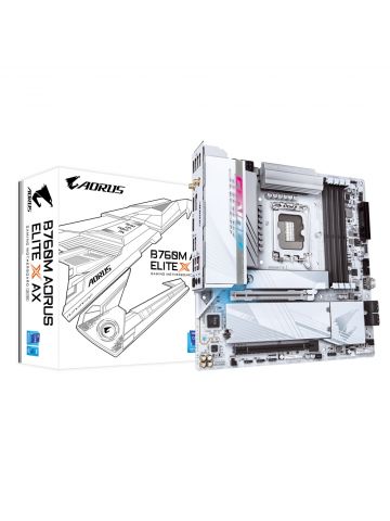 Gigabyte B760M AORUS ELITE X AX Motherboard - Supports Intel Core 14th Gen CPUs, 14+1+1 phases VRM, up to 8266MHz DDR5 (OC), 2xPCIe 4.0 M.2, Wi-Fi 6E, 2.5GbE, USB 3.2 Gen 2