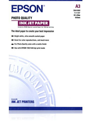 Epson Photo Quality Ink Jet Paper, DIN A3, 102g/m², 100 Sheets