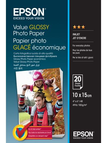 Epson Value Glossy Photo Paper - 10x15cm - 20 sheets