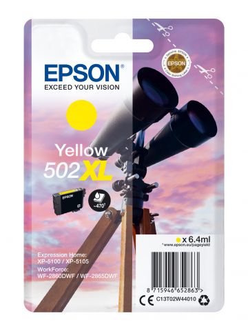 Epson C13T02W44010/502XL Ink cartridge yellow high-capacity, 470 pages 6,4ml for Epson XP 5100