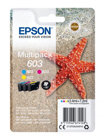 Epson C13T03U54010/603 Ink cartridge multi pack C,M,Y, 3x130 pages 7,2ml Pack=3 for Epson XP 2100