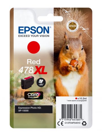 Epson C13T04F54010/478XL Ink cartridge red high-capacity, 830 pages 10,2ml for Epson XP 15000