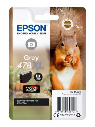 Epson C13T04F64010/478XL Ink cartridge gray high-capacity 200 Photos 11,2ml for Epson XP 15000