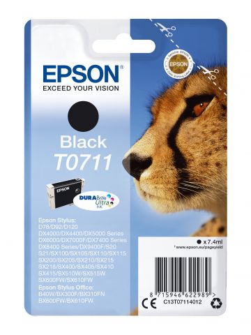 Epson C13T07114012/T0711 Ink cartridge black, 245 pages ISO/IEC 19752 7,4ml for Epson Stylus BX 310/600/D 120/D 78/S 20