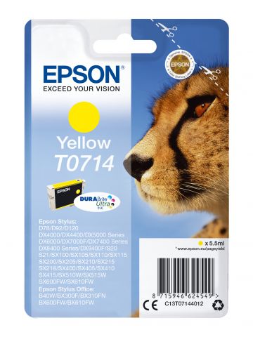 Epson C13T07144012/T0714 Ink cartridge yellow, 415 pages ISO/IEC 19752 5,5ml for Epson Stylus BX 310/600/D 120/D 78/S 20