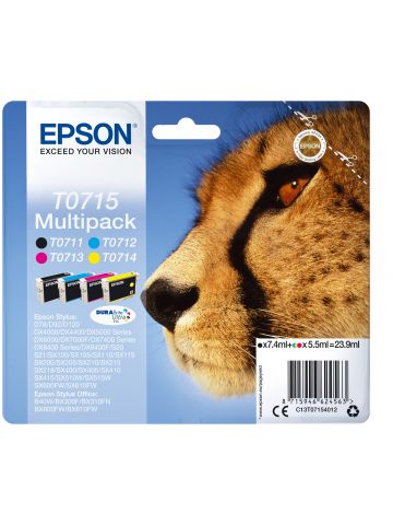 Epson C13T07154012/T0715 Ink cartridge multi pack Bk,C,M,Y 7,4ml+3x5,5ml Pack=4 for Epson Stylus BX 310/600/D 120/D 78/S 20