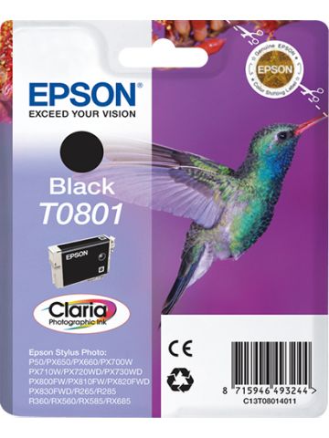 Epson C13T08014011/T0801 Ink cartridge black, 330 pages ISO/IEC 24711 7,4ml for Epson Stylus Photo P 50/PX/PX 730/R 265