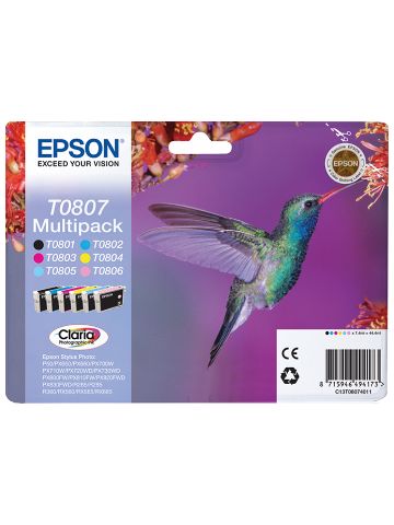 Epson C13T08074011 (T0807) Ink cartridge multi pack, 220 pages, 6x7,4ml, Pack qty 6