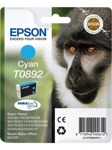 Epson C13T08924011/T0892 Ink cartridge cyan, 170 pages ISO/IEC 24711 3,5ml for Epson Stylus S 20/SX 115/SX 415