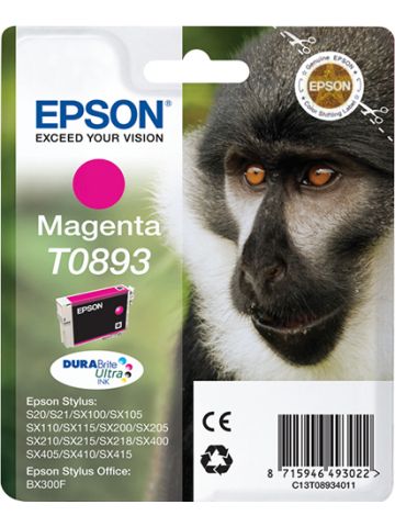 Epson C13T08934011/T0893 Ink cartridge magenta, 135 pages ISO/IEC 24711 3,5ml for Epson Stylus S 20/SX 115/SX 415