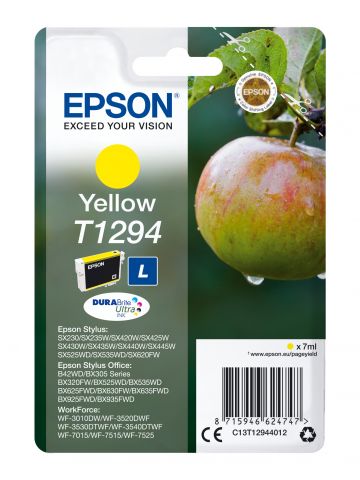 Epson C13T12944022/T1294 Ink cartridge yellow Blister Radio Frequency, 545 pages 7ml for Epson Stylus BX 320/SX 235 W/SX 420/SX 525/WF 3500