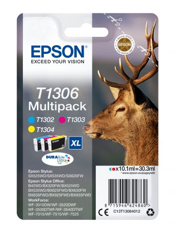 Epson C13T13064012/T1306 Ink cartridge multi pack C,M,Y XL 3x10.1ml Pack=3 for Epson Stylus BX 320/SX 525/WF 3500