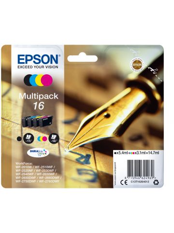 Epson C13T16264012/16 Ink cartridge multi pack Bk,C,M,Y 175pg + 3x165pg, 1x5.4ml + 3x3.1ml Pack=4 for Epson WF 2010/2660/2750