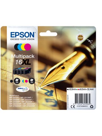 Epson C13T16364012/16XL Ink cartridge multi pack Bk,C,M,Y high-capacity XL 12,9ml + 3x 6,5ml  Pack=4 for Epson WF 2010/2660/2750