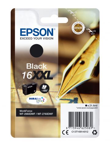 Epson C13T16814012/16XXL Ink cartridge black extra High-Capacity, 1K pages 21,6ml for Epson WF 2660