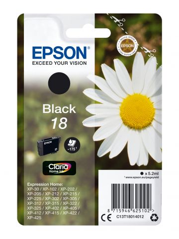 Epson C13T18014012/18 Ink cartridge black, 175 pages 5ml for Epson XP 30