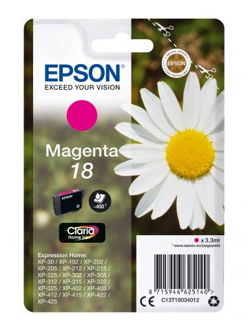 Epson C13T18034012/18 Ink cartridge magenta, 180 pages ISO/IEC 19752 3ml for Epson XP 30