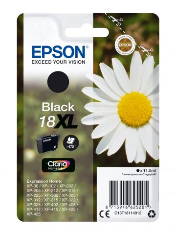 Epson C13T18114012/18XL Ink cartridge black high-capacity, 470 pages 11,5ml for Epson XP 30