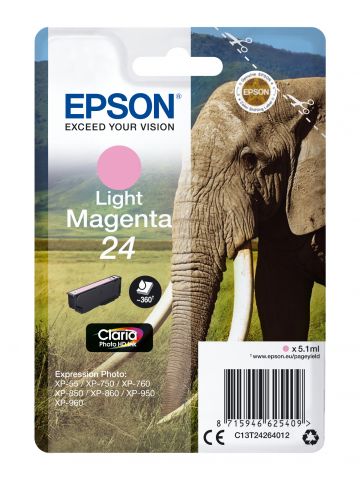 Epson C13T24264012/24 Ink cartridge light magenta, 360 pages 5,1ml for Epson XP 750