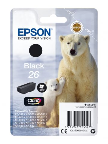 Epson C13T26014012/26 Ink cartridge black, 220 pages 6,2ml for Epson XP 600