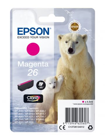 Epson C13T26134012/26 Ink cartridge magenta, 300 pages ISO/IEC 19752 4,5ml for Epson XP 600