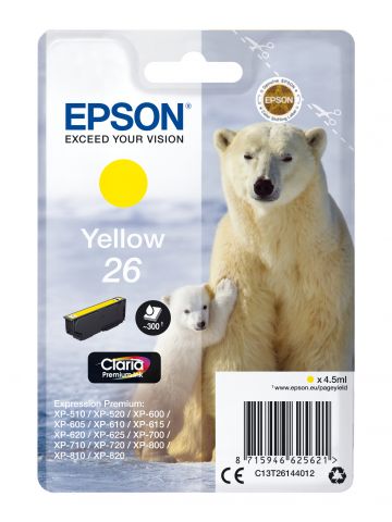 Epson C13T26144012/26 Ink cartridge yellow, 300 pages ISO/IEC 19752 4,5ml for Epson XP 600