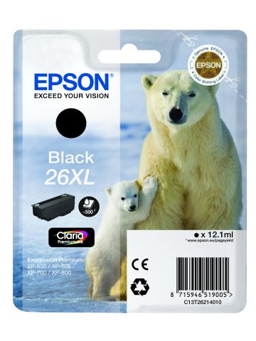 Epson C13T26214010/26XL Ink cartridge black high-capacity XL, 500 pages 12.2ml for Epson XP 600