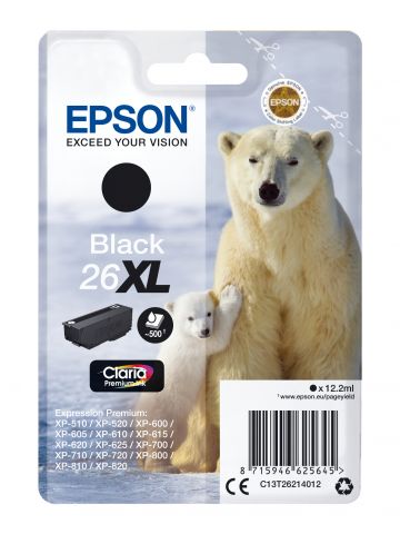 Epson C13T26214012/26XL Ink cartridge black high-capacity XL, 500 pages 12,2ml for Epson XP 600