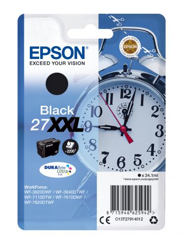 Epson C13T27914010/27XXL Ink cartridge black extra High-Capacity, 2.2K pages 34.1ml for Epson WF 3620