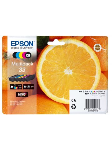 Epson C13T33374011/33 Ink cartridge multi pack Bk,C,M,Y,PBK EasyMail 6,4ml+4x4,5ml Pack=5 for Epson XP 530