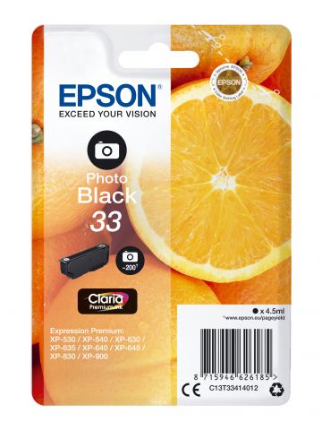 Epson C13T33414012/33 Ink cartridge foto black, 200 pages ISO/IEC 19752 200 Photos 4,5ml for Epson XP 530