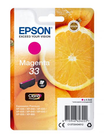 Epson C13T33434012/33 Ink cartridge magenta, 300 pages ISO/IEC 19752 4,5ml for Epson XP 530