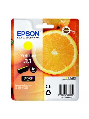 Epson C13T33444012 (33) Ink cartridge yellow, 300 pages, 5ml