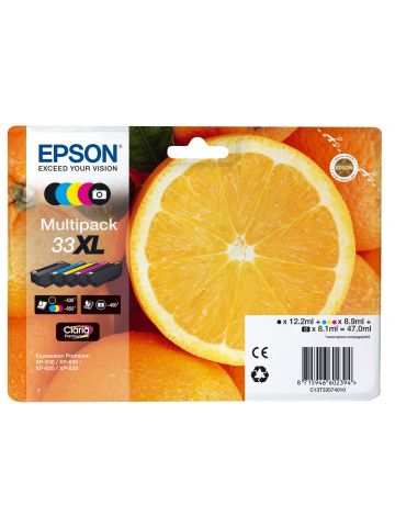 Epson C13T33574011/33XL Ink cartridge multi pack high-capacity Bk,C,M,Y,PBK EasyMail 12,2ml+3x8,9ml+8,1ml Pack=5 for Epson XP 530