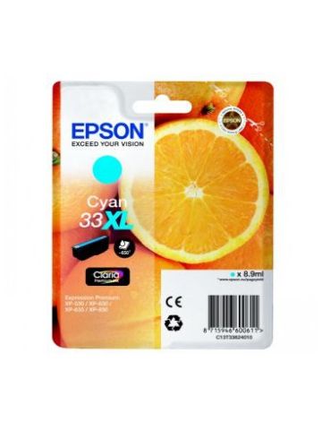 Epson C13T33624012 (33XL) Ink cartridge cyan, 650 pages, 9ml