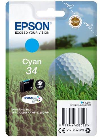 Epson C13T34624010/34 Ink cartridge cyan, 300 pages 4,2ml for Epson WF-3720