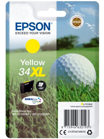 Epson C13T34744010/34XL Ink cartridge yellow high-capacity, 950 pages 10,8ml for Epson WF-3720